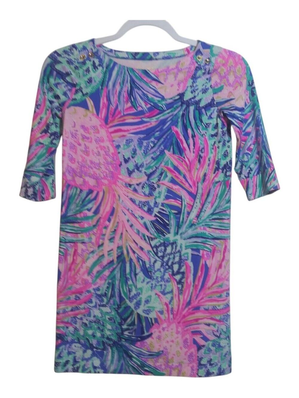 Lilly Pulitzer Girls Sophie UPF 50+ Long Sleeve Dress Gypset Paradise Sz L 8-10